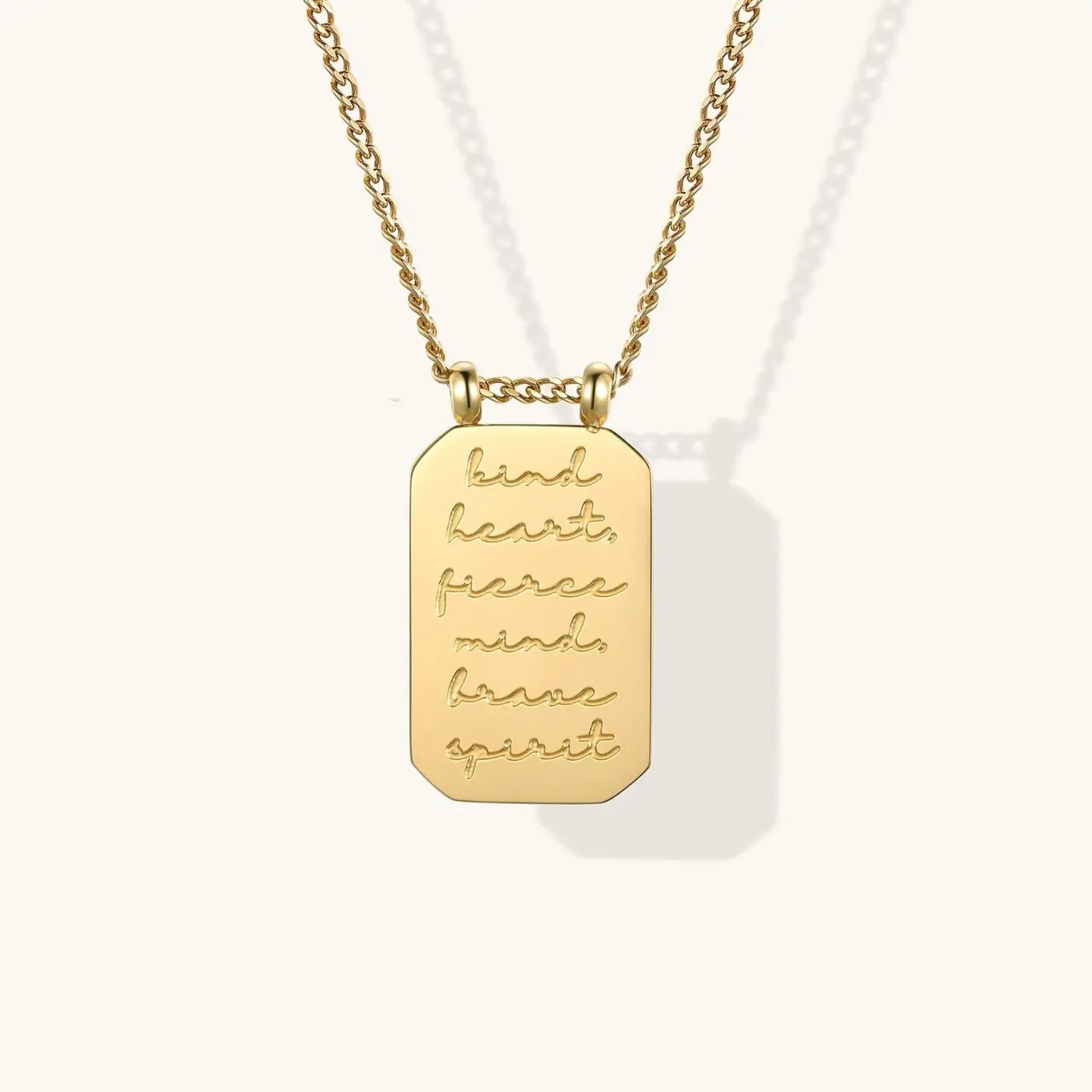 Collier citation - Cœur tendre, Esprit féroce, Âme courageuse - Doré