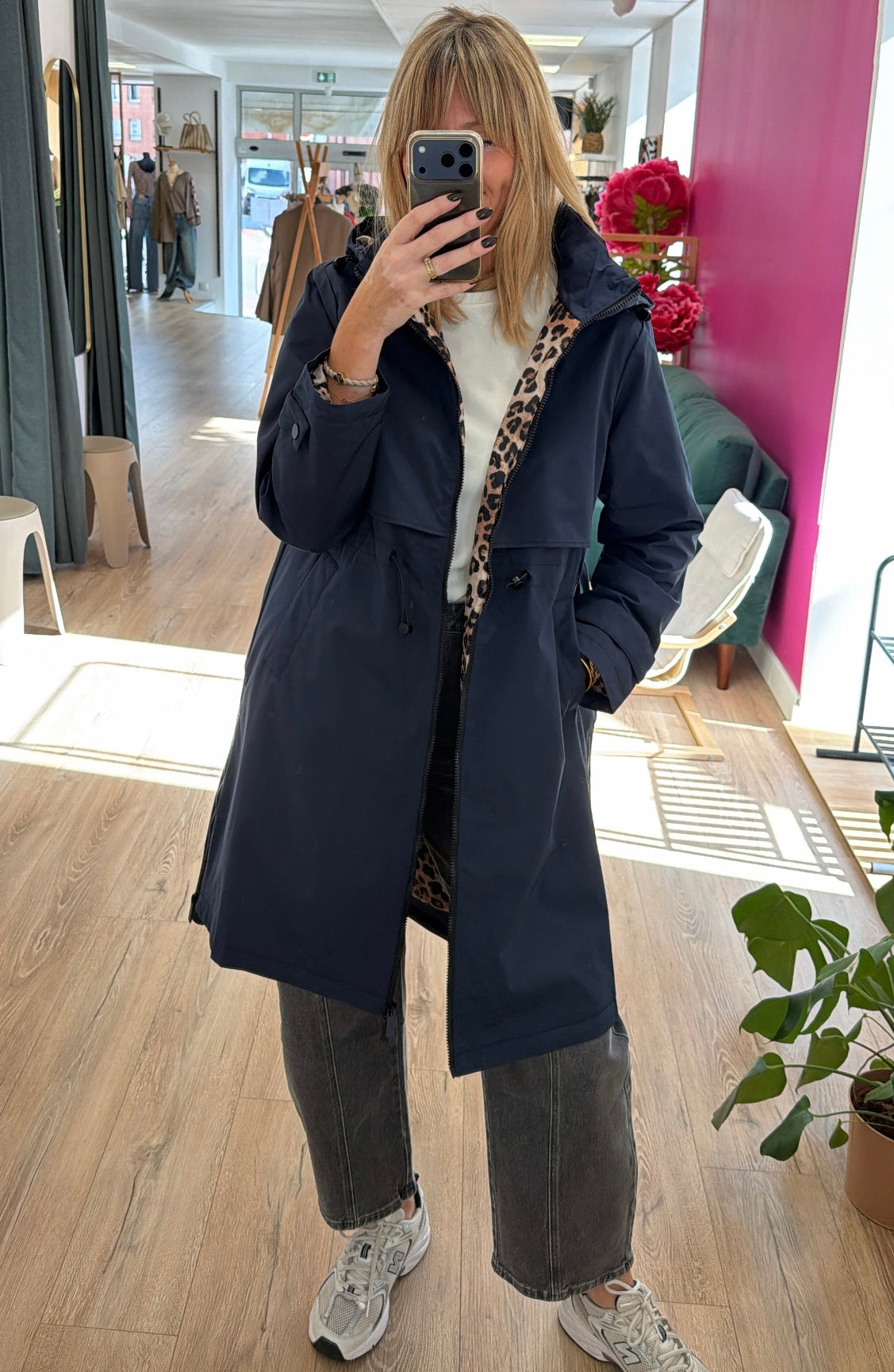 Imperméable NICOLAS Bleu marine/Léopard