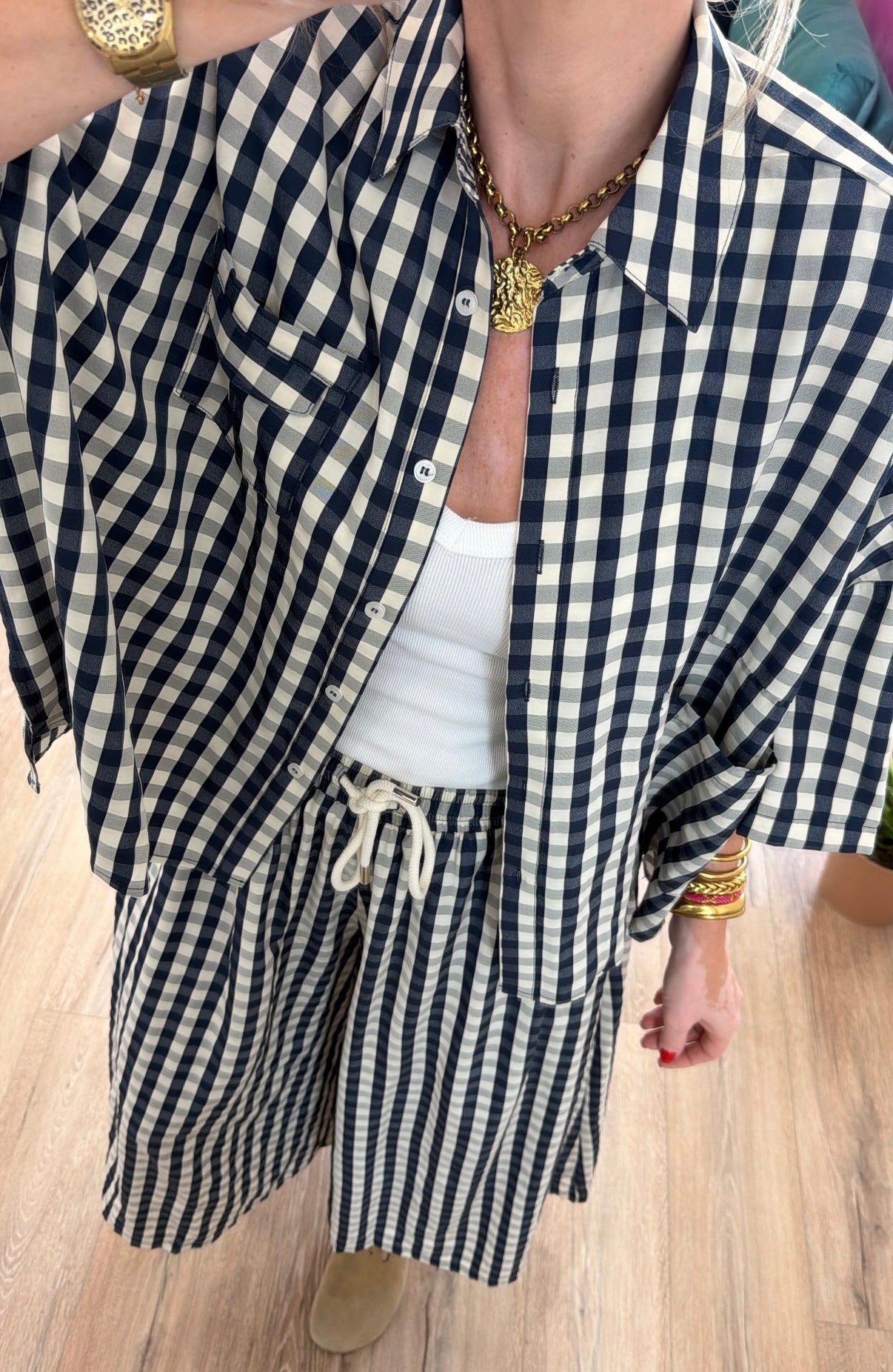 Chemise ESTER Bleu marine/Écru