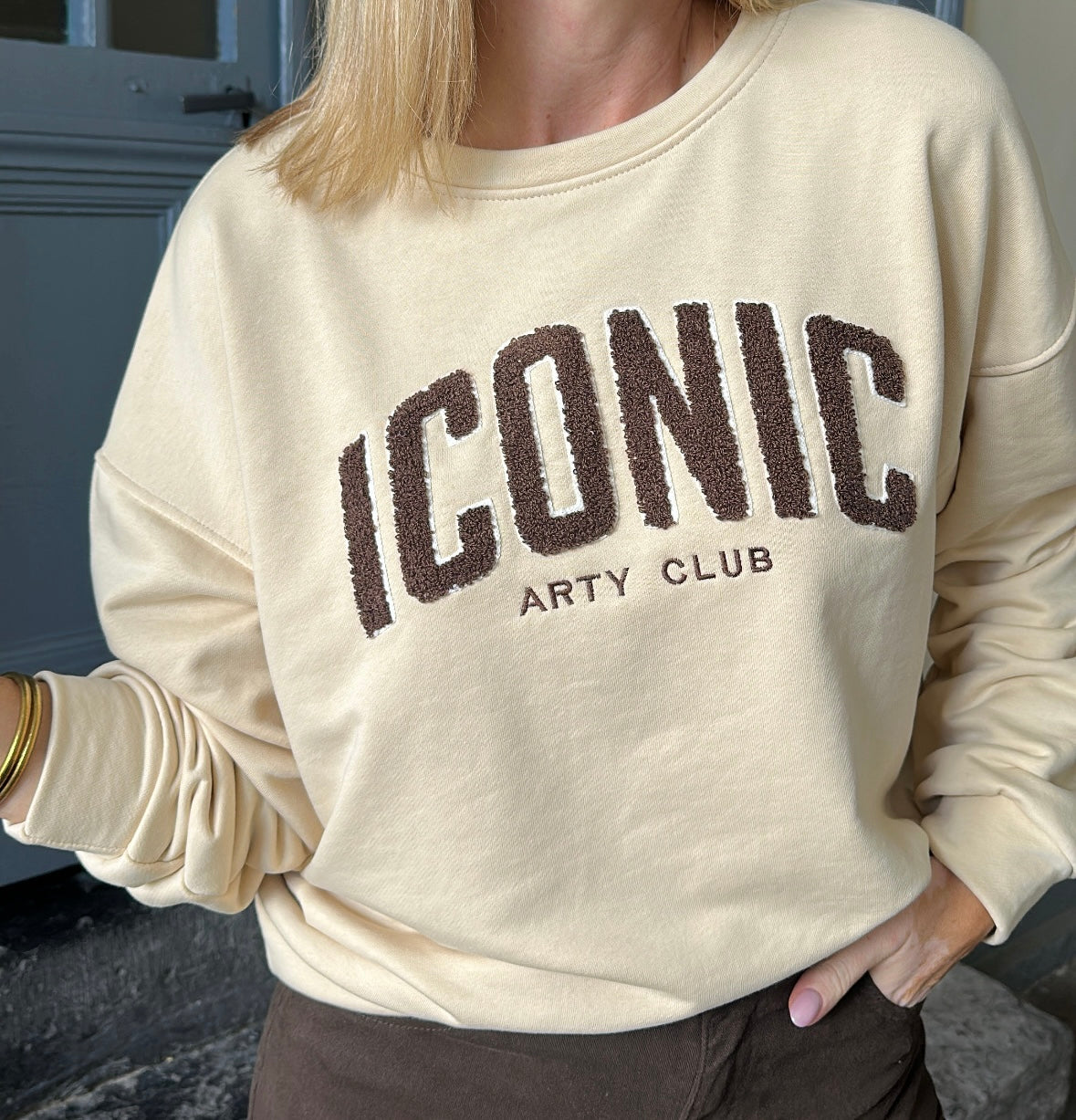 Sweat ICONIC Beige/chocolat
