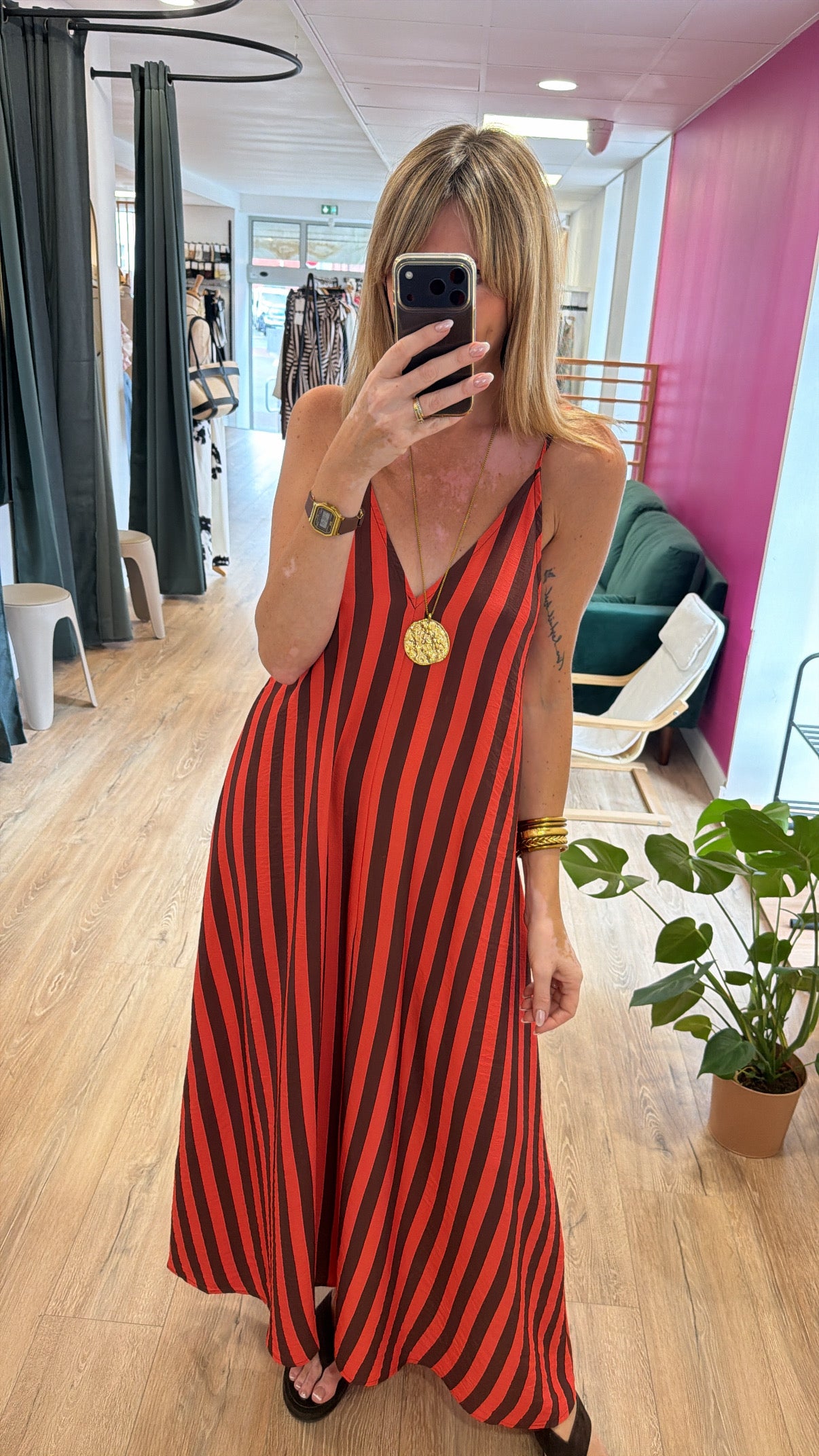 Robe CASSANDRA Chocolat/Corail