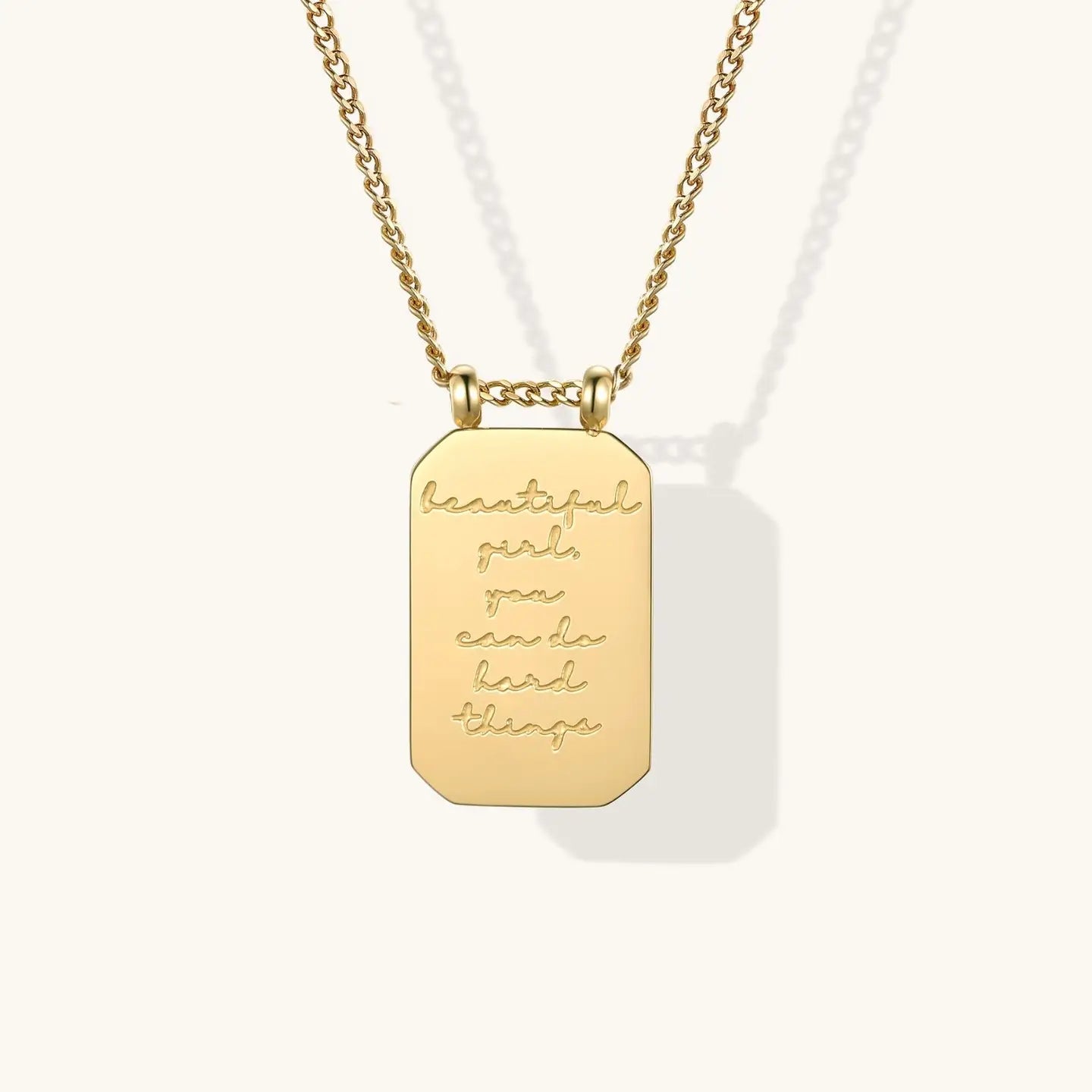 Collier Mantra - Belle fille, tu peux faire des choses difficiles - Doré