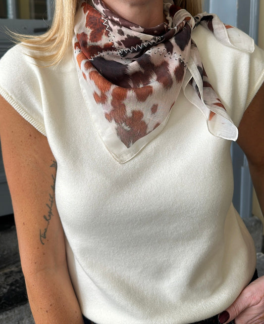 Foulard carré imprimé vache
