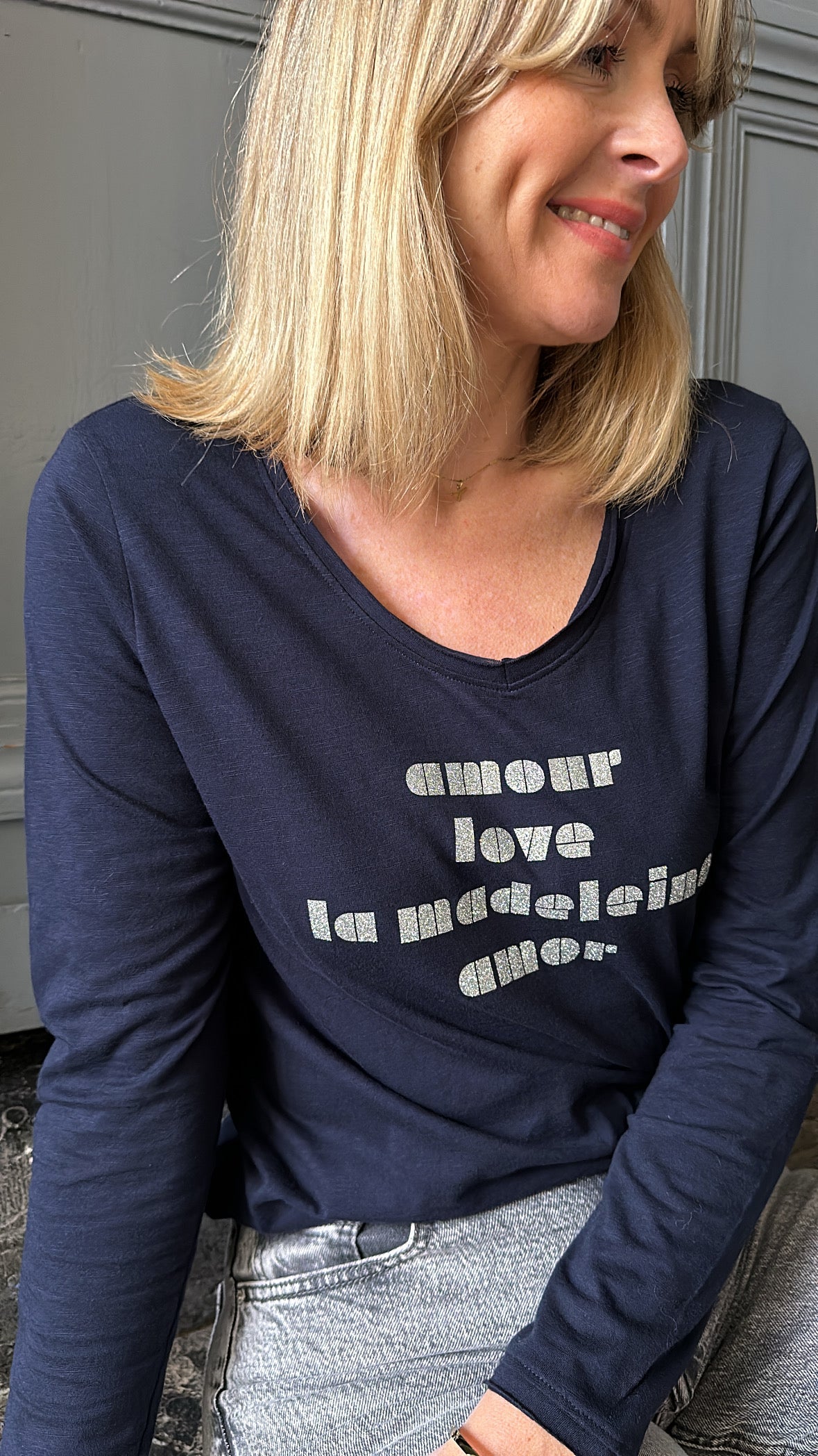 T-shirt bleu marine LOVE ANOUK&NINON