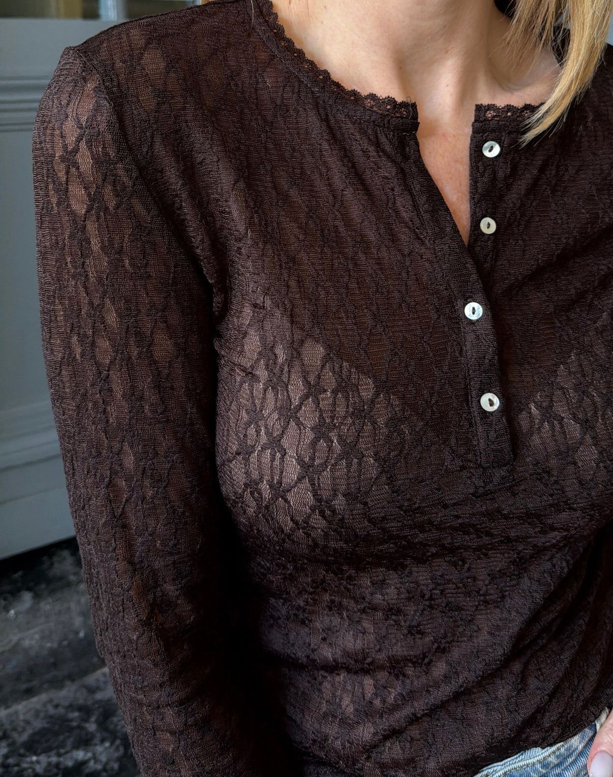 Top en dentelle VERONICA Chocolat