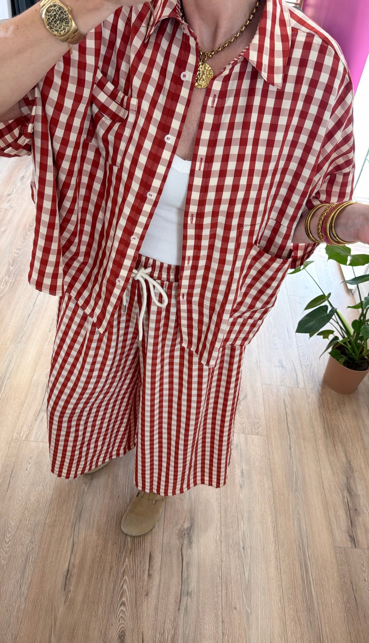 Chemise ESTER Rouge/Écru