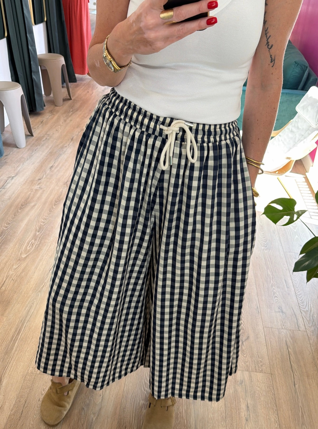 Pantalon ESTER Bleu marine/Écru