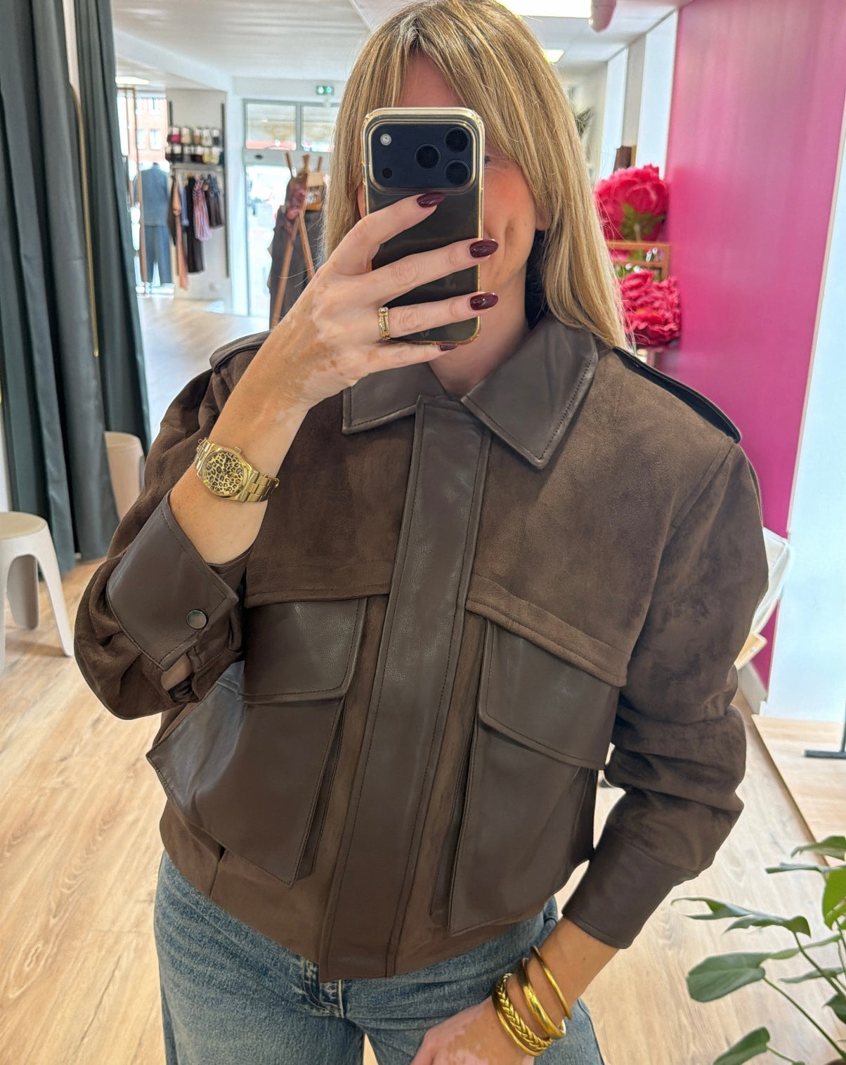 Veste bimatière AMAYA Chocolat
