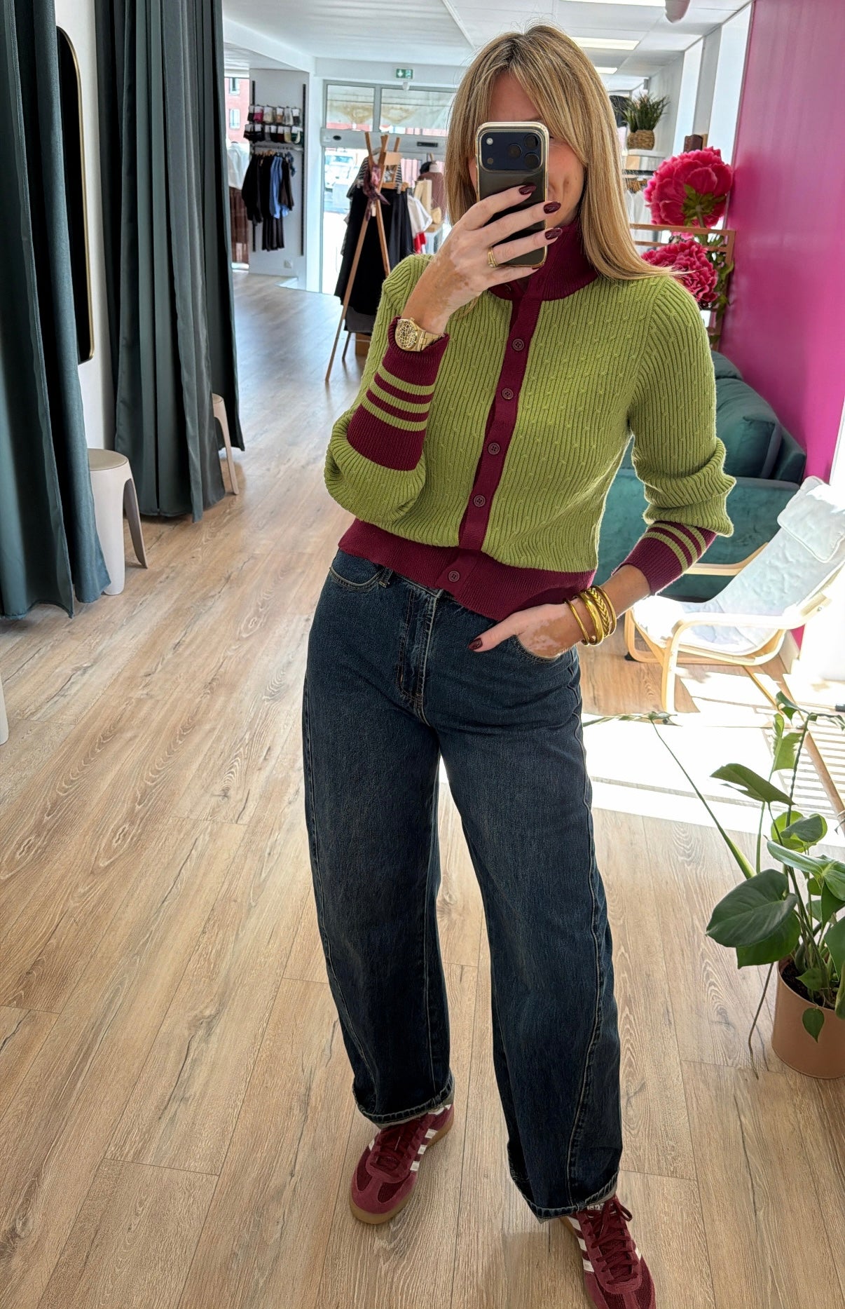 Gilet ELOUAN Olive/Bordeaux