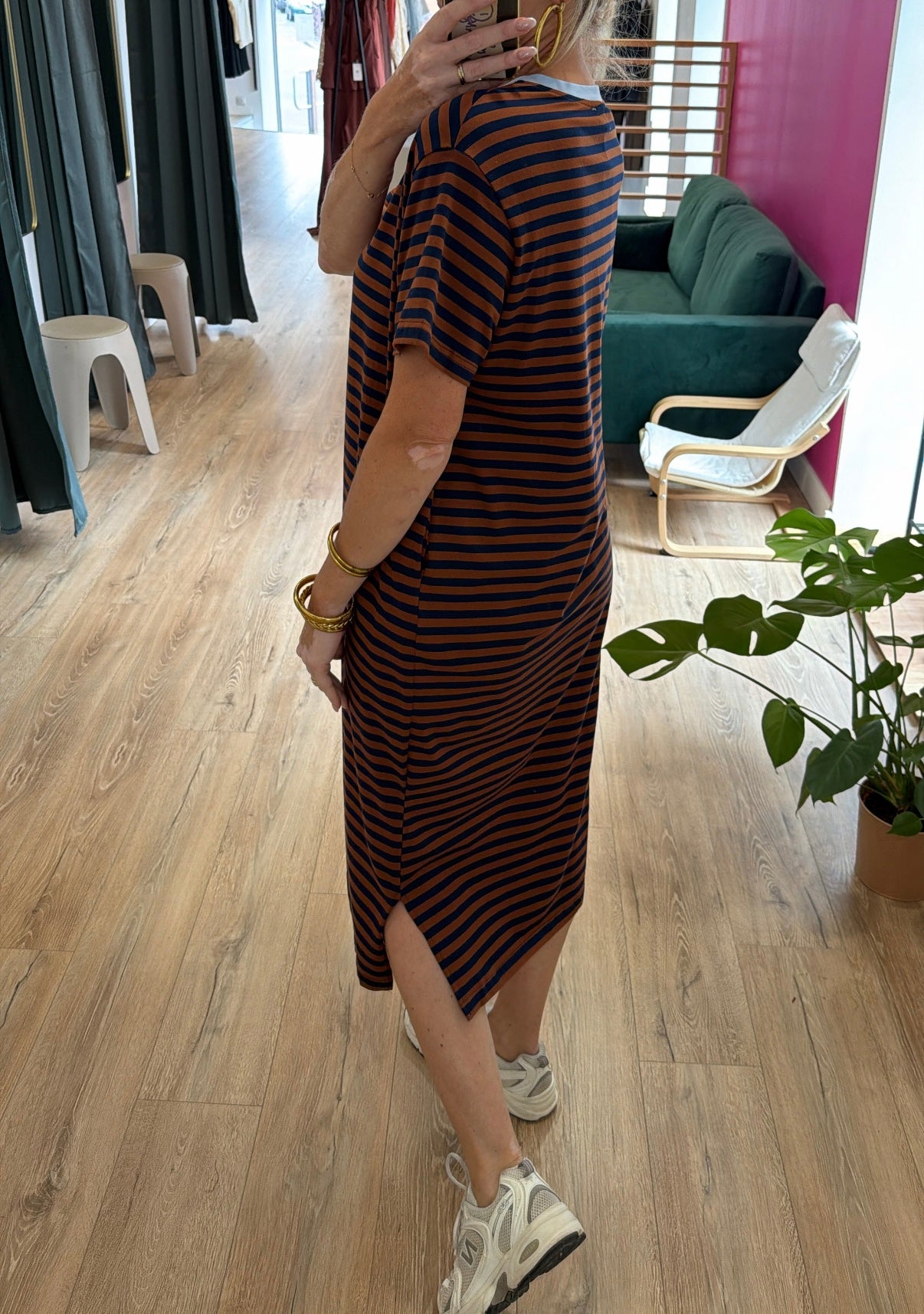 Robe t-shirt MAEVA Chocolat/Bleu