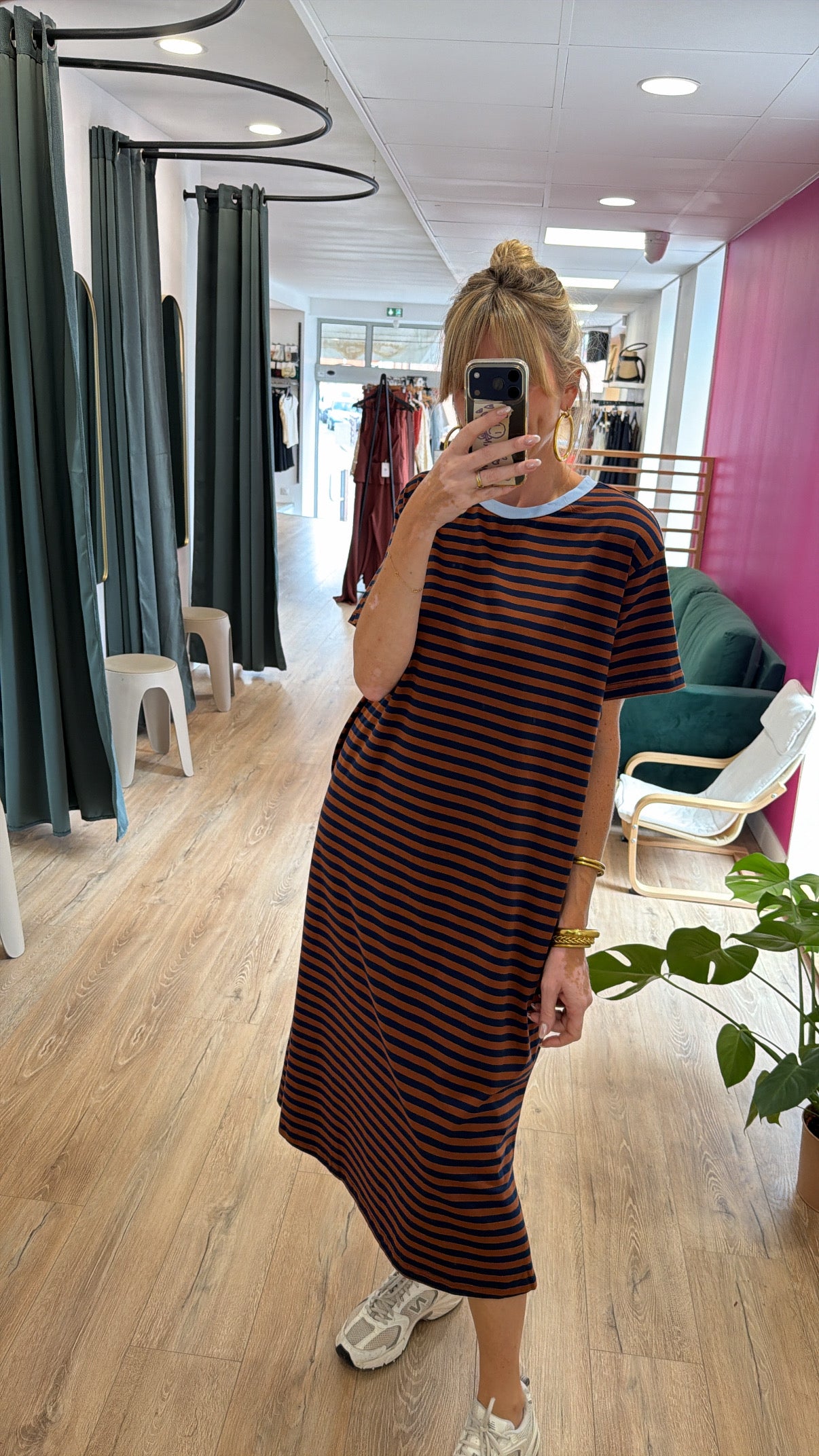 Robe t-shirt MAEVA Chocolat/Bleu