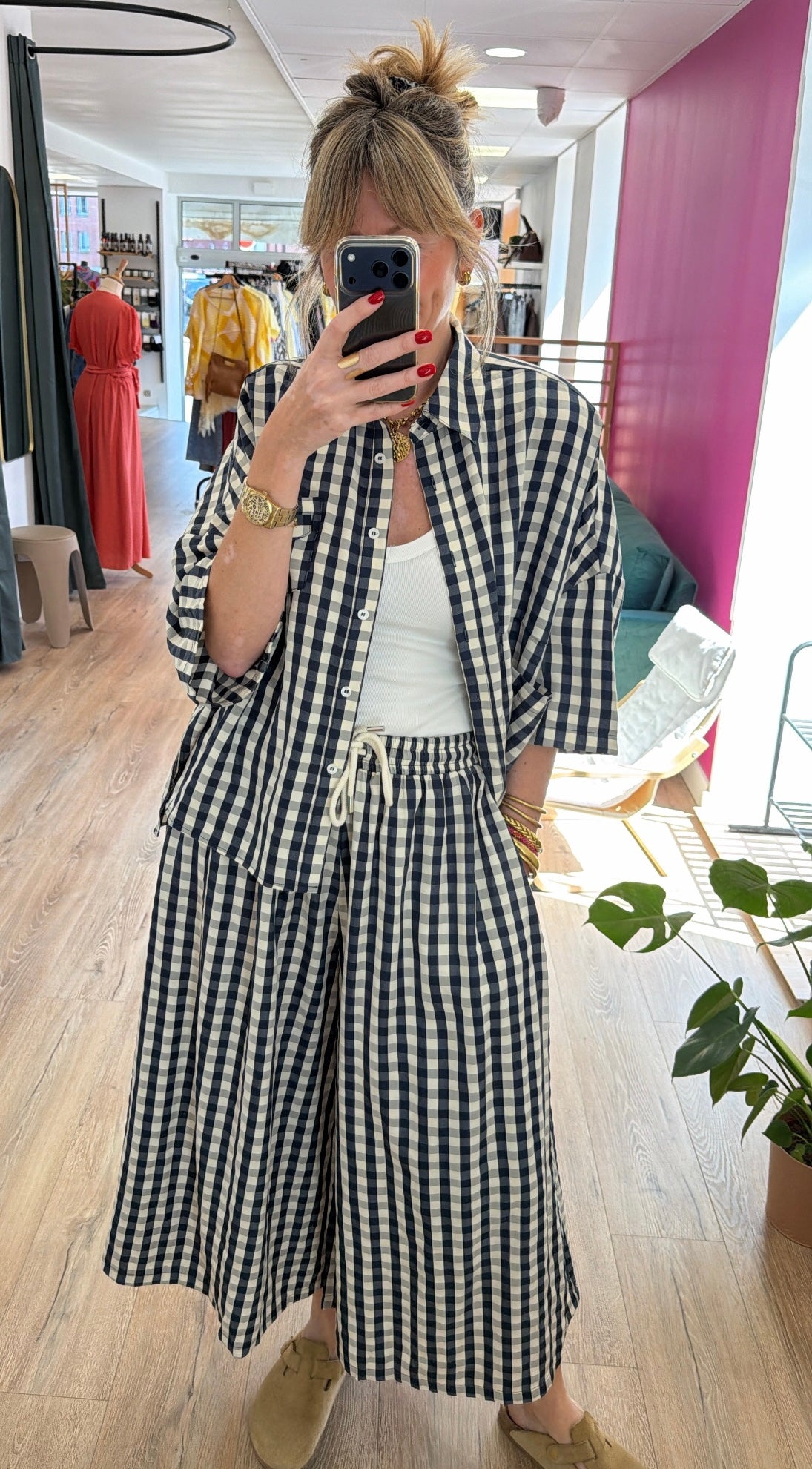 Chemise ESTER Bleu marine/Écru