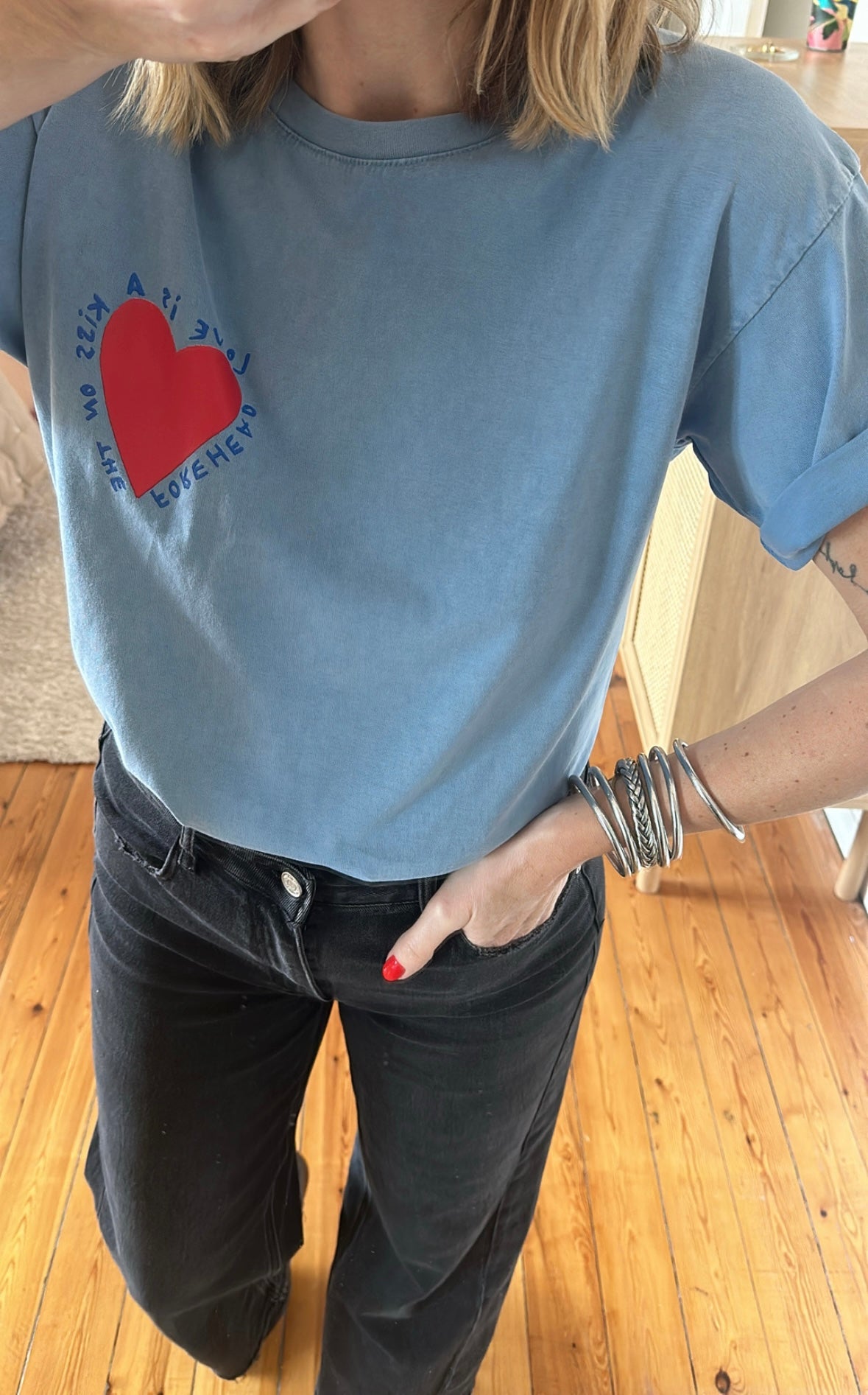 T-shirt LOVE Bleu jean