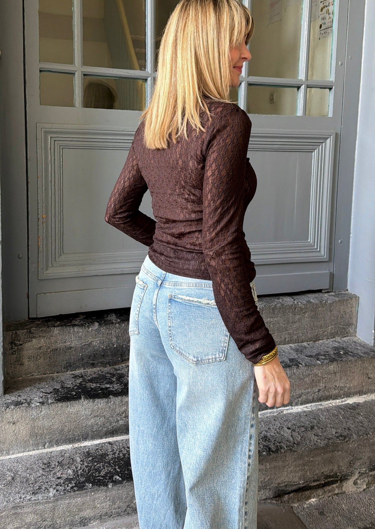 Top en dentelle VERONICA Chocolat