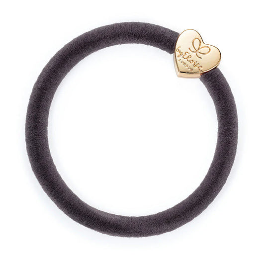 Bracelet élastique Velvet Gold Heart French Grey