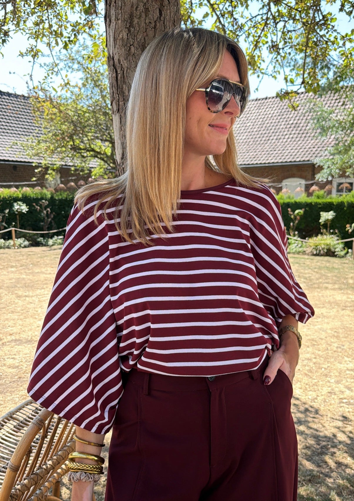 Top MARINA Bordeaux/Ecru