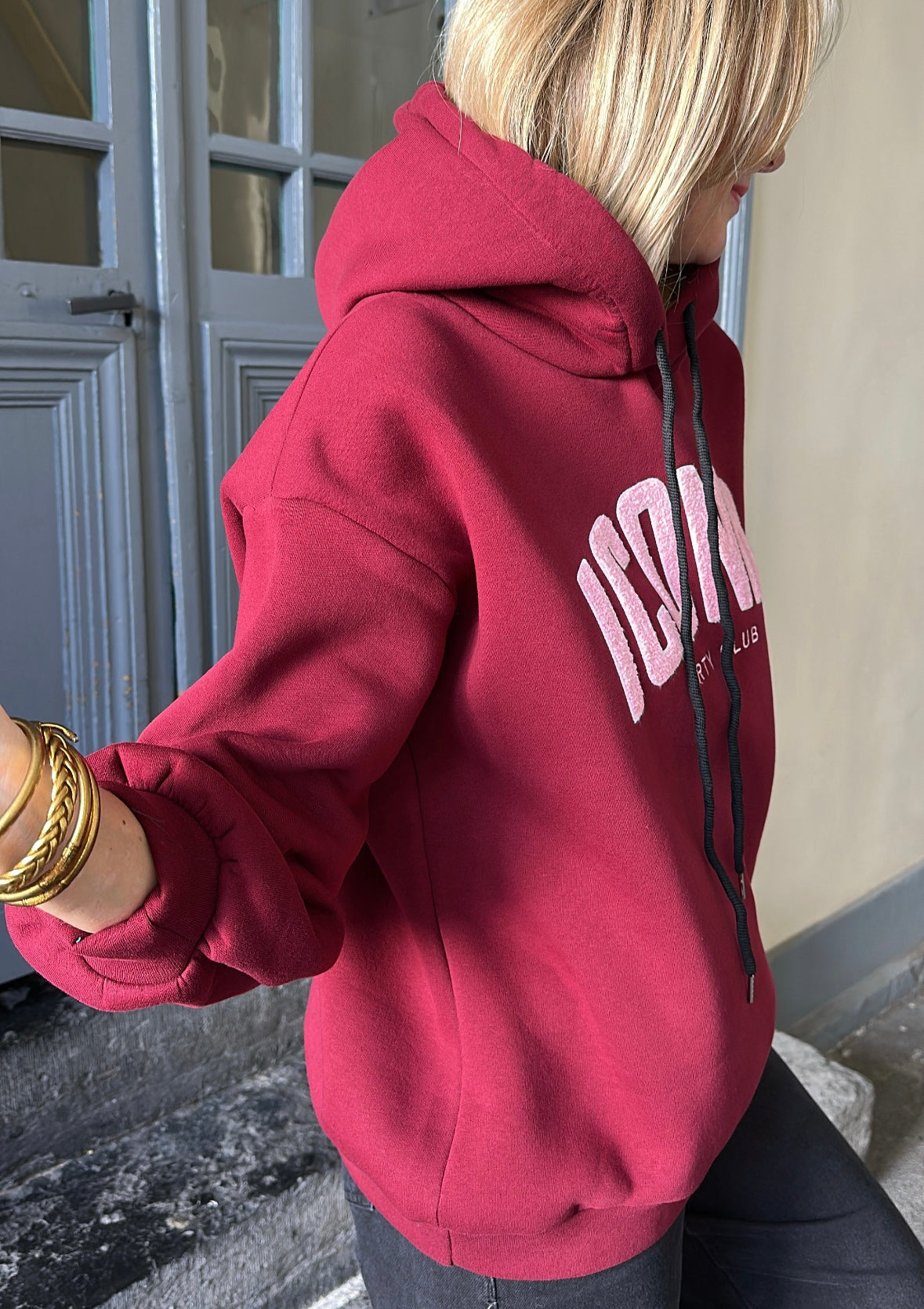 Sweat capuche ICONIC Bordeaux/Rose