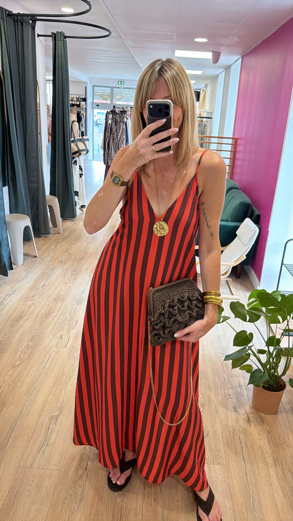 Robe CASSANDRA Chocolat/Corail