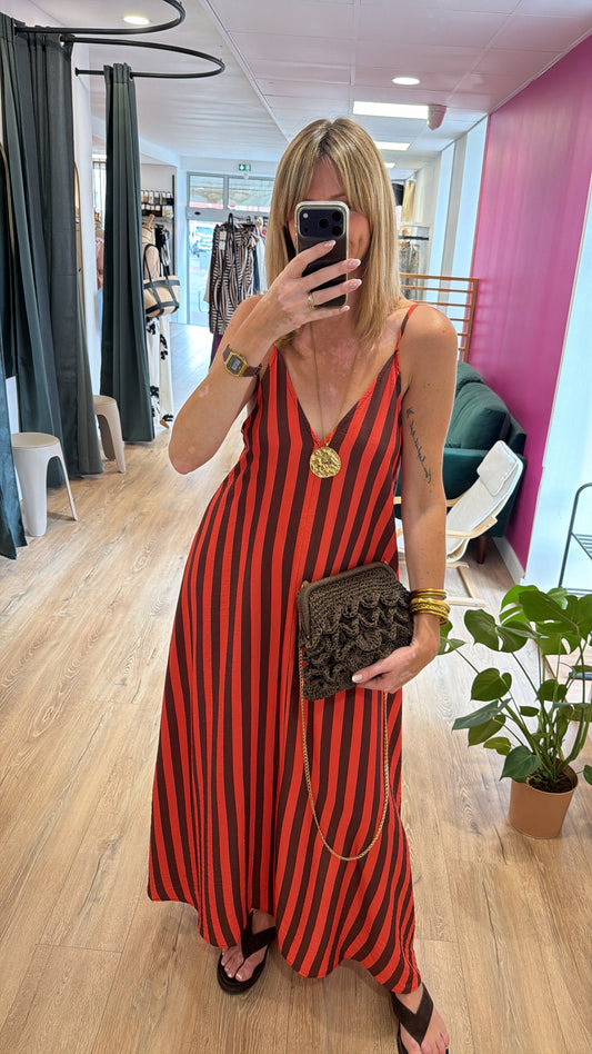 Robe CASSANDRA Chocolat/Corail