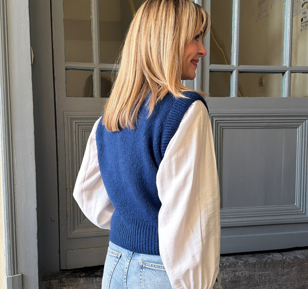 Pull LALY Bleu pétrole