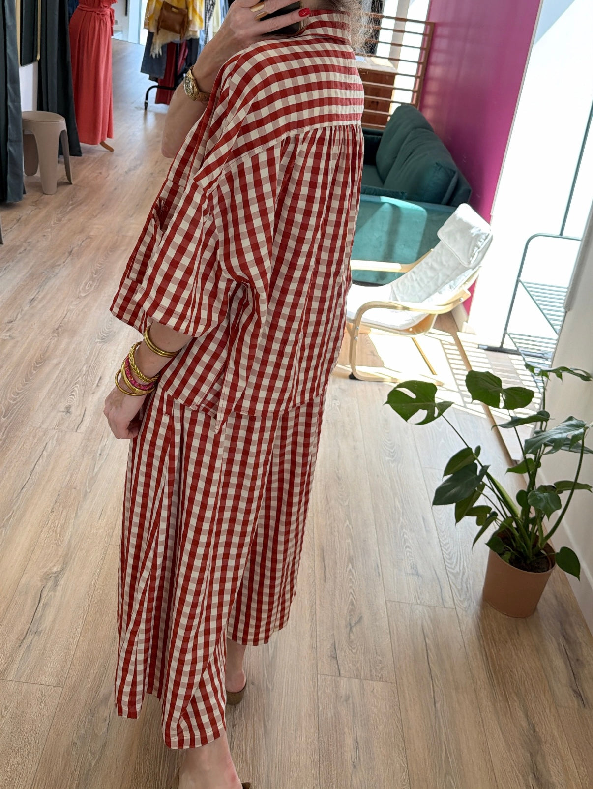 Chemise ESTER Rouge/Écru