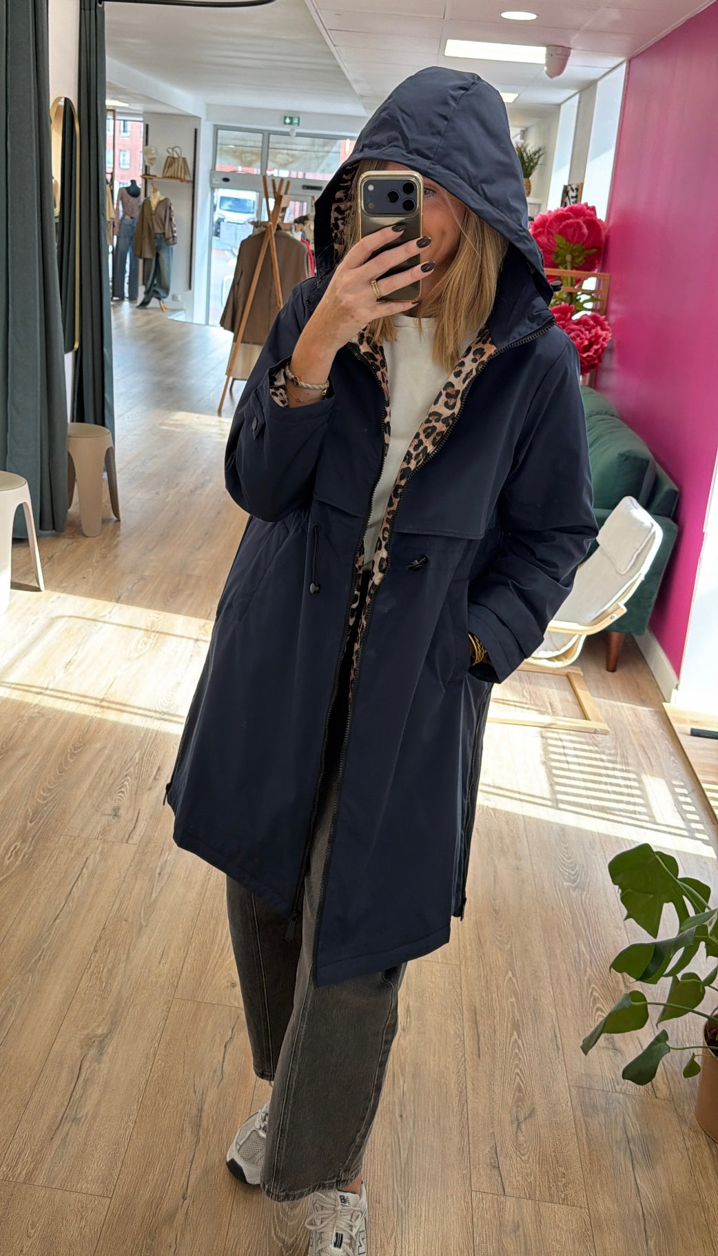Imperméable NICOLAS Bleu marine/Léopard