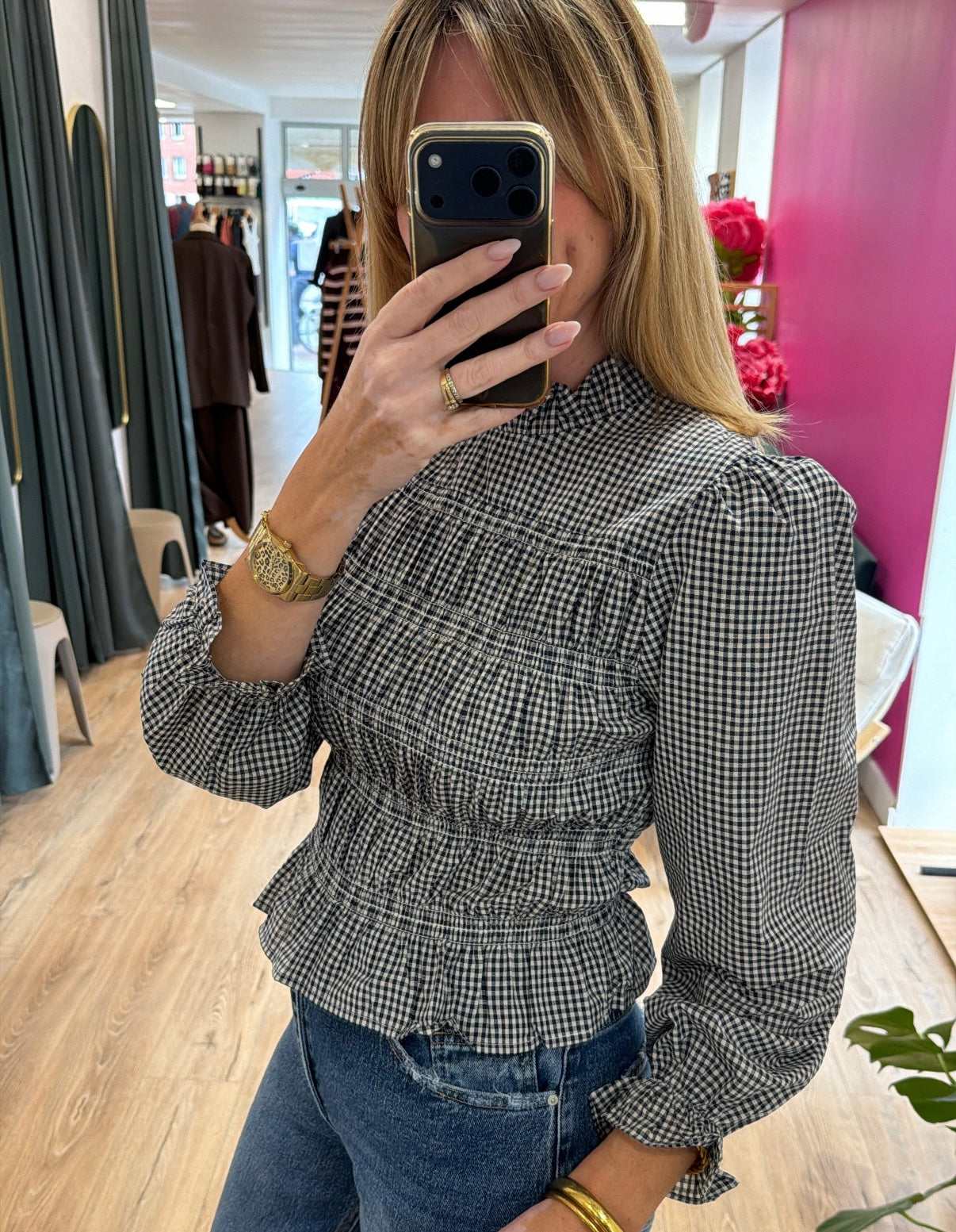 Blouse EMMA vichy bleu marine