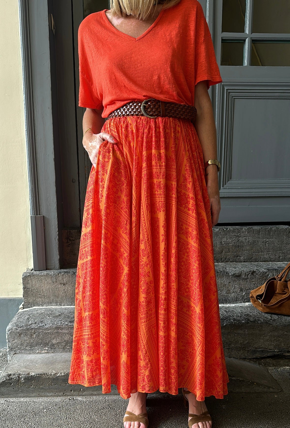 Jupe CHRISTINA Orange imprimée