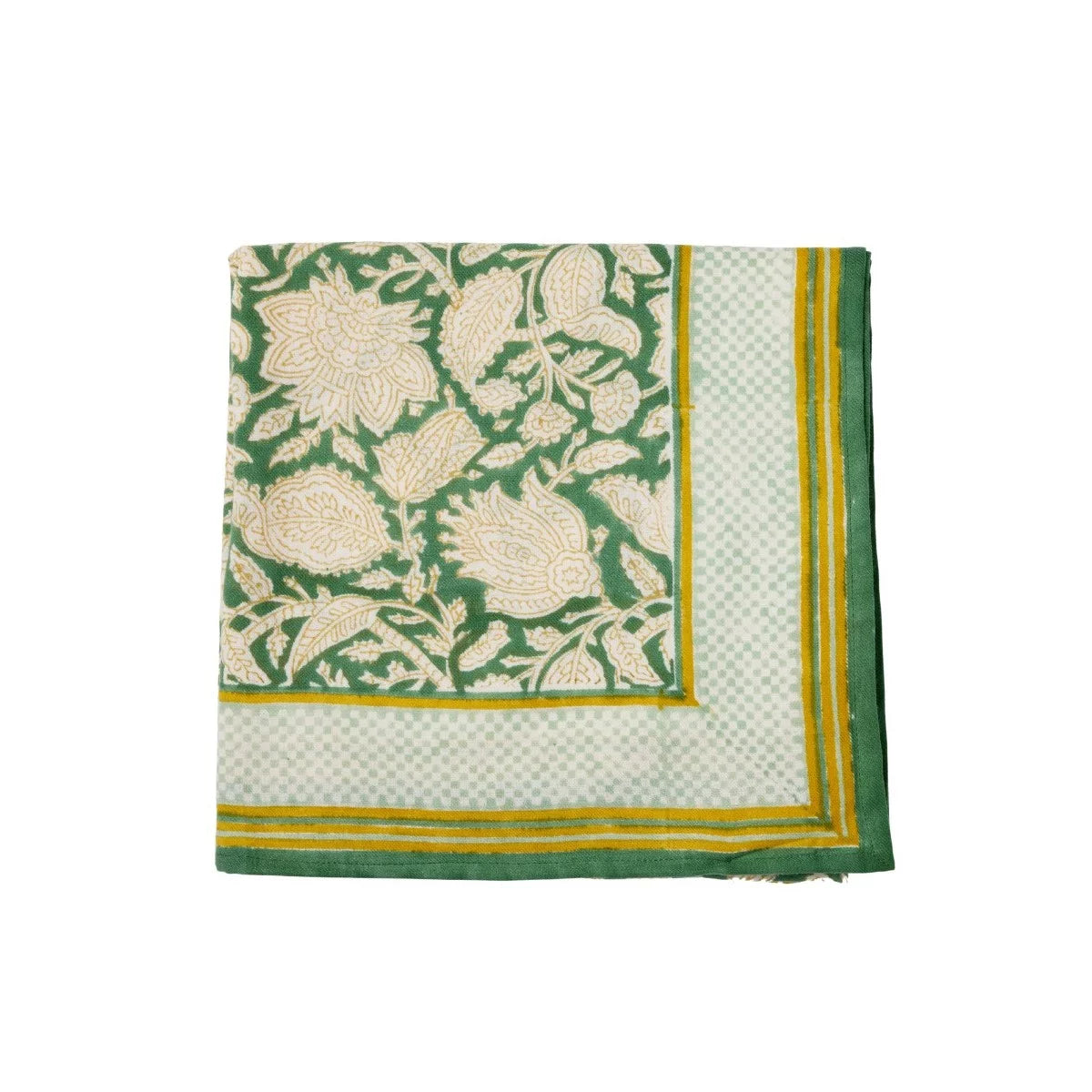 Grand foulard indien CHANDRA GREEN BONHEUR DU JOUR