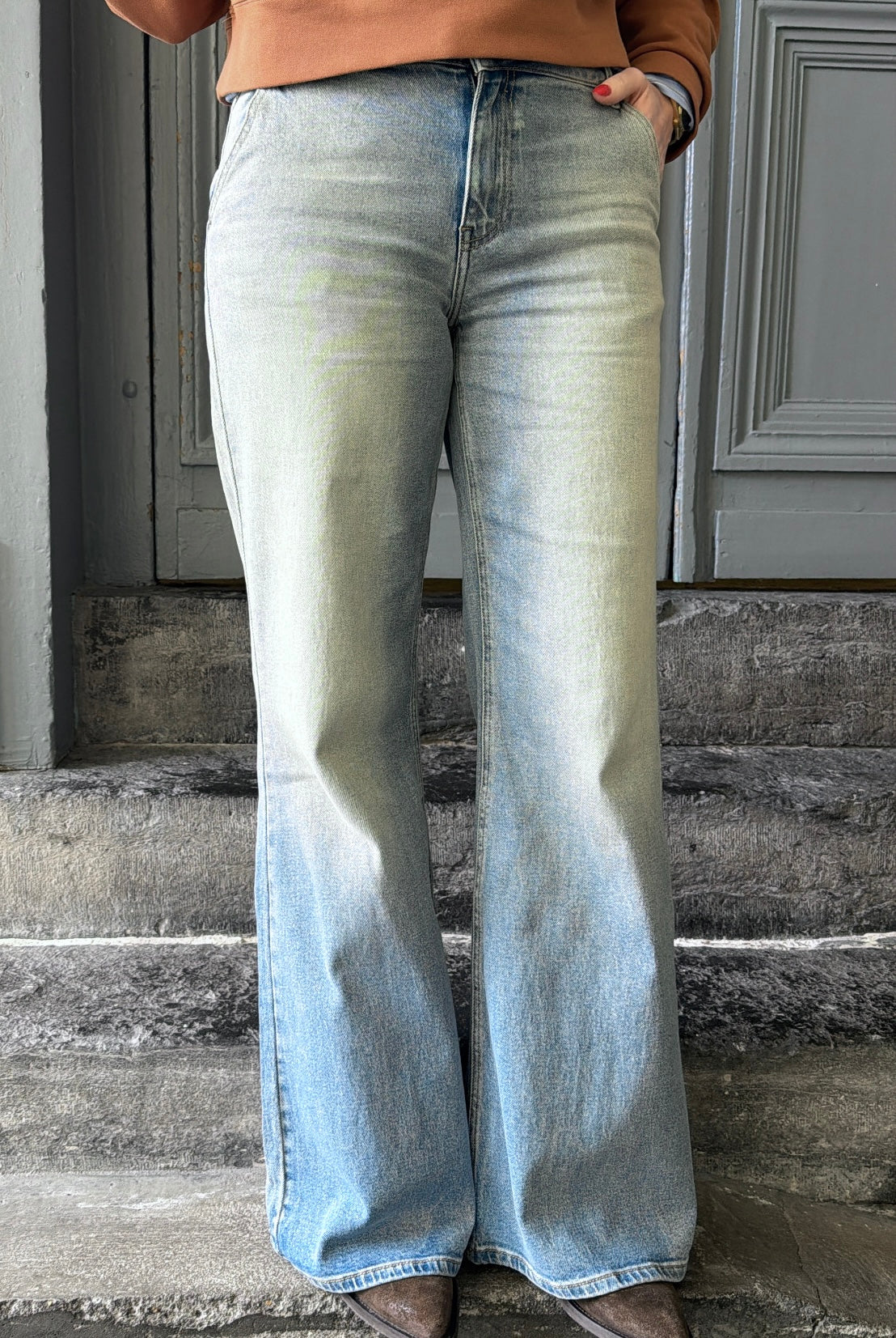 Jean flare AMANDA Bleu clair