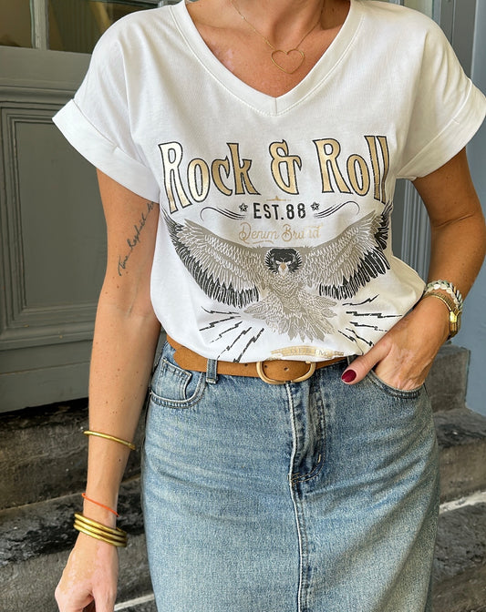 Tee-Shirt ROCK & ROLL Blanc