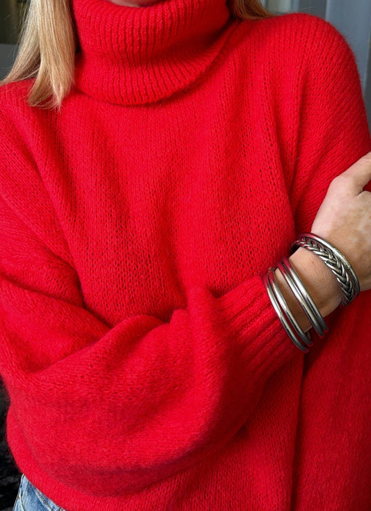 Pull col roulé NATHAN Rouge