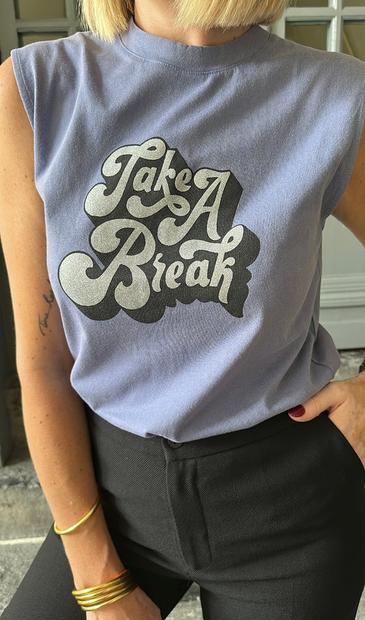 T-shirt TAKE A BREAK bleu