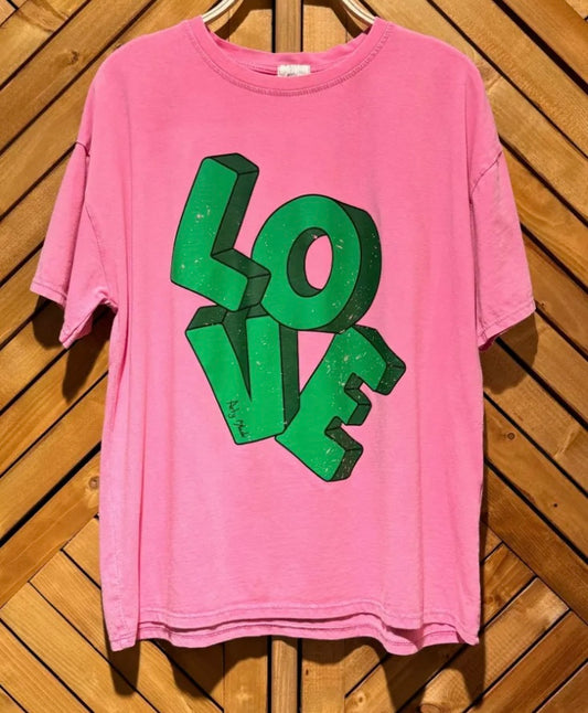 T-shirt LOVE Rose/vert