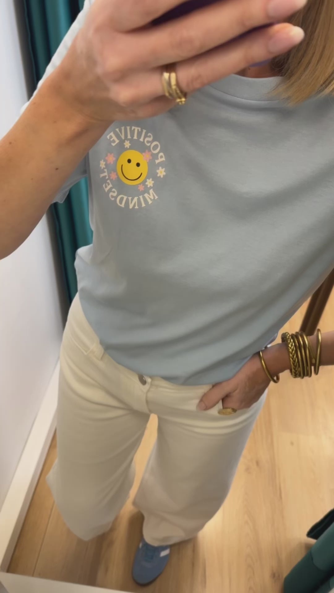 T-shirt TAMARA PIECES Smiley bleu