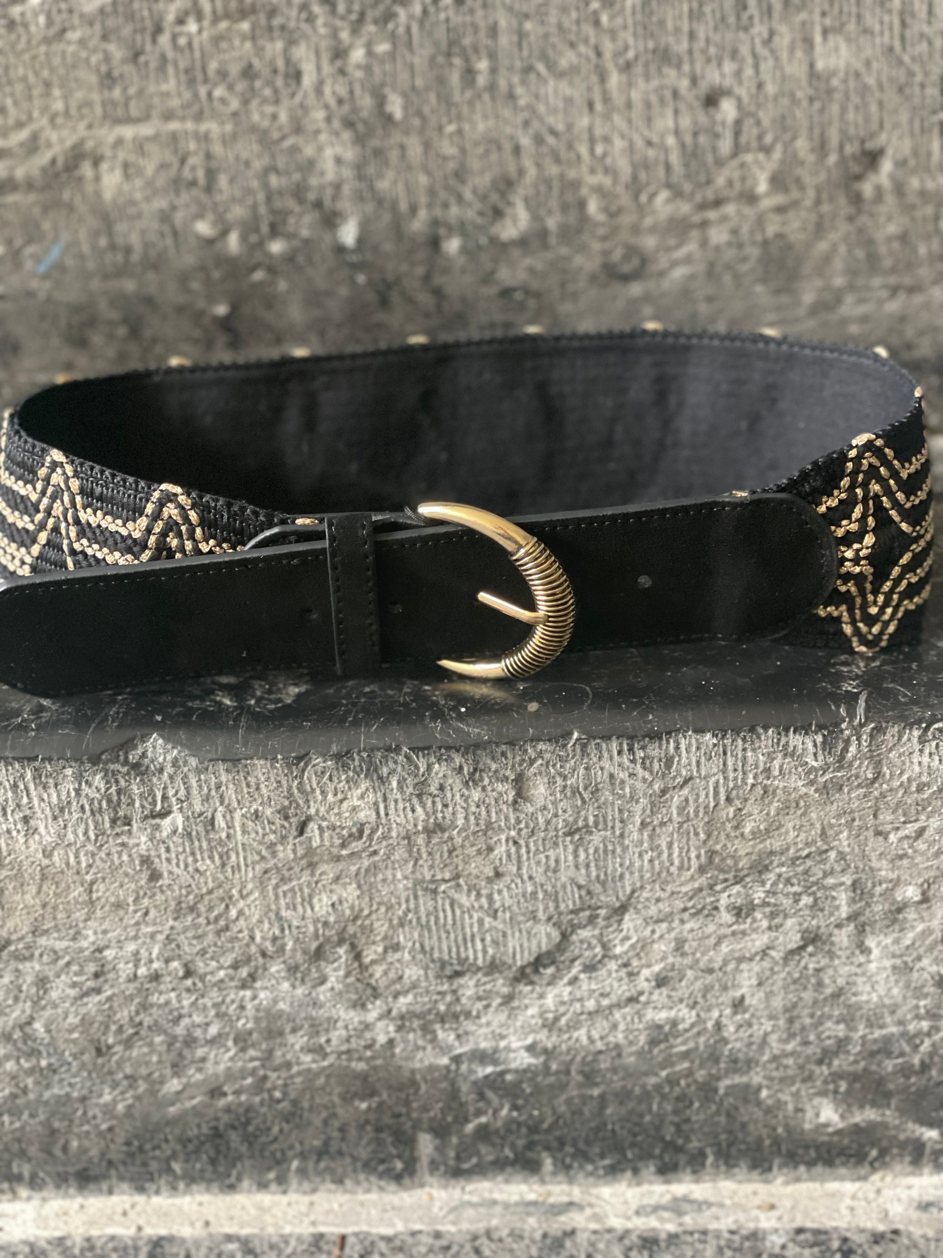 Ceinture Black/Gold PCNOKKA SUEDE